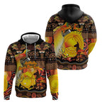Personalized Australia and Papua New Guinea Together Hoodie Kangaroo Aboriginal Art and Bird-of-paradise Oro Tribal Motifs - Aussie Hoodie