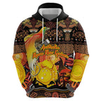 Personalized Australia and Papua New Guinea Together Hoodie Kangaroo Aboriginal Art and Bird-of-paradise Oro Tribal Motifs - Aussie Hoodie