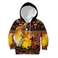 Personalized Australia and Papua New Guinea Together Kid Hoodie Kangaroo Aboriginal Art and Bird-of-paradise Oro Tribal Motifs - Aussie Hoodie