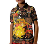 Personalized Australia and Papua New Guinea Together Kid Polo Shirt Kangaroo Aboriginal Art and Bird-of-paradise Oro Tribal Motifs - Aussie Hoodie