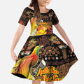 Personalized Australia and Papua New Guinea Together Kid Short Sleeve Dress Kangaroo Aboriginal Art and Bird-of-paradise Oro Tribal Motifs - Aussie Hoodie