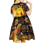 Personalized Australia and Papua New Guinea Together Kid Short Sleeve Dress Kangaroo Aboriginal Art and Bird-of-paradise Oro Tribal Motifs - Aussie Hoodie