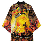 Personalized Australia and Papua New Guinea Together Kimono Kangaroo Aboriginal Art and Bird-of-paradise Oro Tribal Motifs - Aussie Hoodie