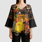 Personalized Australia and Papua New Guinea Together Kimono Sleeve Blouse Kangaroo Aboriginal Art and Bird-of-paradise Oro Tribal Motifs - Aussie Hoodie