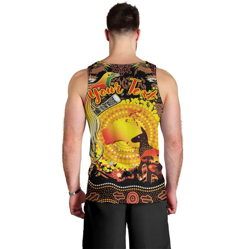Personalized Australia and Papua New Guinea Together Men Tank Top Kangaroo Aboriginal Art and Bird-of-paradise Oro Tribal Motifs - Aussie Hoodie