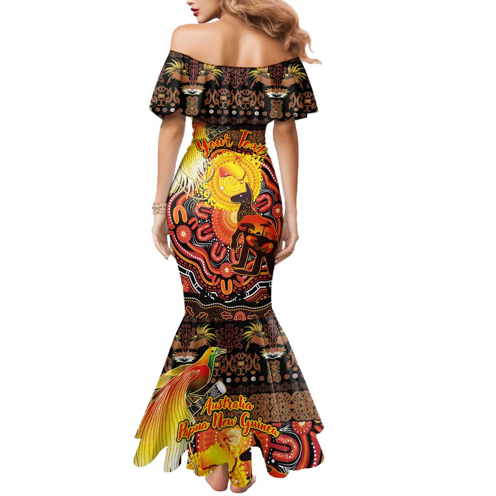 Personalized Australia and Papua New Guinea Together Mermaid Dress Kangaroo Aboriginal Art and Bird-of-paradise Oro Tribal Motifs - Aussie Hoodie