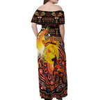 Personalized Australia and Papua New Guinea Together Off Shoulder Maxi Dress Kangaroo Aboriginal Art and Bird-of-paradise Oro Tribal Motifs - Aussie Hoodie