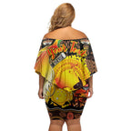 Personalized Australia and Papua New Guinea Together Off Shoulder Short Dress Kangaroo Aboriginal Art and Bird-of-paradise Oro Tribal Motifs - Aussie Hoodie