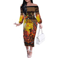 Personalized Australia and Papua New Guinea Together Off The Shoulder Long Sleeve Dress Kangaroo Aboriginal Art and Bird-of-paradise Oro Tribal Motifs - Aussie Hoodie