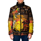 Personalized Australia and Papua New Guinea Together Padded Jacket Kangaroo Aboriginal Art and Bird-of-paradise Oro Tribal Motifs - Aussie Hoodie