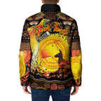 Personalized Australia and Papua New Guinea Together Padded Jacket Kangaroo Aboriginal Art and Bird-of-paradise Oro Tribal Motifs - Aussie Hoodie