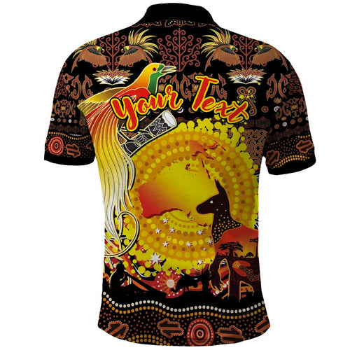 Personalized Australia and Papua New Guinea Together Polo Shirt Kangaroo Aboriginal Art and Bird-of-paradise Oro Tribal Motifs - Aussie Hoodie
