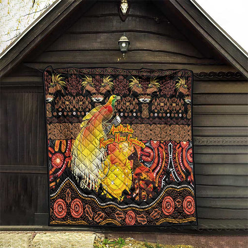 Australia and Papua New Guinea Together Quilt Kangaroo Aboriginal Art and Bird-of-paradise Oro Tribal Motifs - Aussie Hoodie