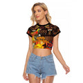 Personalized Australia and Papua New Guinea Together Raglan Cropped T Shirt Kangaroo Aboriginal Art and Bird-of-paradise Oro Tribal Motifs - Aussie Hoodie