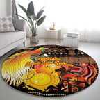 Australia and Papua New Guinea Together Round Carpet Kangaroo Aboriginal Art and Bird-of-paradise Oro Tribal Motifs - Aussie Hoodie