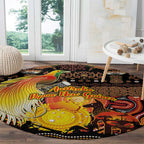Australia and Papua New Guinea Together Round Carpet Kangaroo Aboriginal Art and Bird-of-paradise Oro Tribal Motifs - Aussie Hoodie