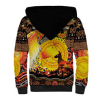 Personalized Australia and Papua New Guinea Together Sherpa Hoodie Kangaroo Aboriginal Art and Bird-of-paradise Oro Tribal Motifs - Aussie Hoodie