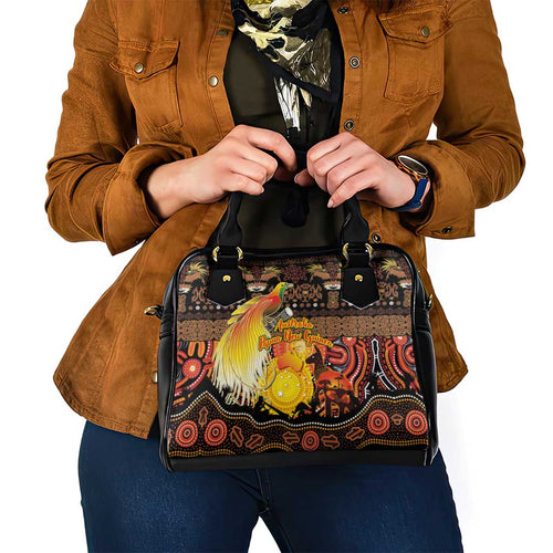 Australia and Papua New Guinea Together Shoulder Handbag Kangaroo Aboriginal Art and Bird-of-paradise Oro Tribal Motifs - Aussie Hoodie