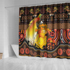 Australia and Papua New Guinea Together Shower Curtain Kangaroo Aboriginal Art and Bird-of-paradise Oro Tribal Motifs - Aussie Hoodie