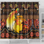 Australia and Papua New Guinea Together Shower Curtain Kangaroo Aboriginal Art and Bird-of-paradise Oro Tribal Motifs - Aussie Hoodie