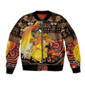 Personalized Australia and Papua New Guinea Together Sleeve Zip Bomber Jacket Kangaroo Aboriginal Art and Bird-of-paradise Oro Tribal Motifs - Aussie Hoodie