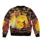 Personalized Australia and Papua New Guinea Together Sleeve Zip Bomber Jacket Kangaroo Aboriginal Art and Bird-of-paradise Oro Tribal Motifs - Aussie Hoodie