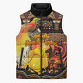 Personalized Australia and Papua New Guinea Together Sleeveless Puffer Jacket Kangaroo Aboriginal Art and Bird-of-paradise Oro Tribal Motifs - Aussie Hoodie