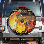 Australia and Papua New Guinea Together Spare Tire Cover Kangaroo Aboriginal Art and Bird-of-paradise Oro Tribal Motifs - Aussie Hoodie