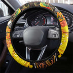Australia and Papua New Guinea Together Steering Wheel Cover Kangaroo Aboriginal Art and Bird-of-paradise Oro Tribal Motifs - Aussie Hoodie