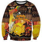 Personalized Australia and Papua New Guinea Together Sweatshirt Kangaroo Aboriginal Art and Bird-of-paradise Oro Tribal Motifs - Aussie Hoodie