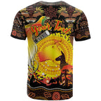 Personalized Australia and Papua New Guinea Together T Shirt Kangaroo Aboriginal Art and Bird-of-paradise Oro Tribal Motifs - Aussie Hoodie