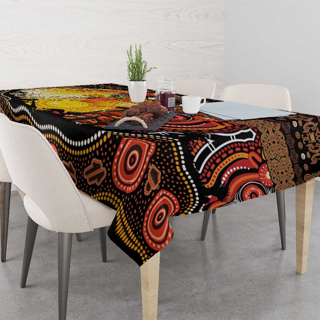 Australia and Papua New Guinea Together Tablecloth Kangaroo Aboriginal Art and Bird-of-paradise Oro Tribal Motifs - Aussie Hoodie