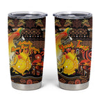 Personalized Australia and Papua New Guinea Together Tumbler Cup Kangaroo Aboriginal Art and Bird-of-paradise Oro Tribal Motifs - Aussie Hoodie