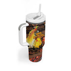 Personalized Australia and Papua New Guinea Together Tumbler With Handle Kangaroo Aboriginal Art and Bird-of-paradise Oro Tribal Motifs - Aussie Hoodie