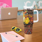 Personalized Australia and Papua New Guinea Together Tumbler With Handle Kangaroo Aboriginal Art and Bird-of-paradise Oro Tribal Motifs - Aussie Hoodie