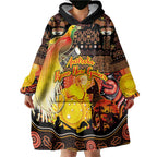 Personalized Australia and Papua New Guinea Together Wearable Blanket Hoodie Kangaroo Aboriginal Art and Bird-of-paradise Oro Tribal Motifs - Aussie Hoodie