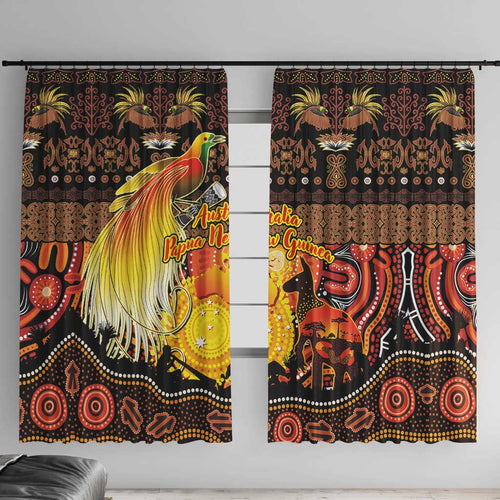Australia and Papua New Guinea Together Window Curtain Kangaroo Aboriginal Art and Bird-of-paradise Oro Tribal Motifs - Aussie Hoodie