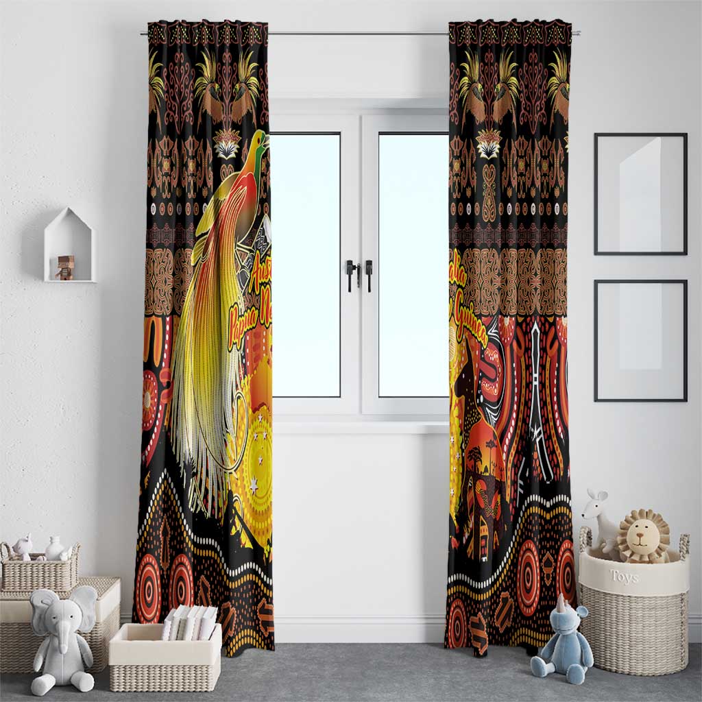 Australia and Papua New Guinea Together Window Curtain Kangaroo Aboriginal Art and Bird-of-paradise Oro Tribal Motifs - Aussie Hoodie
