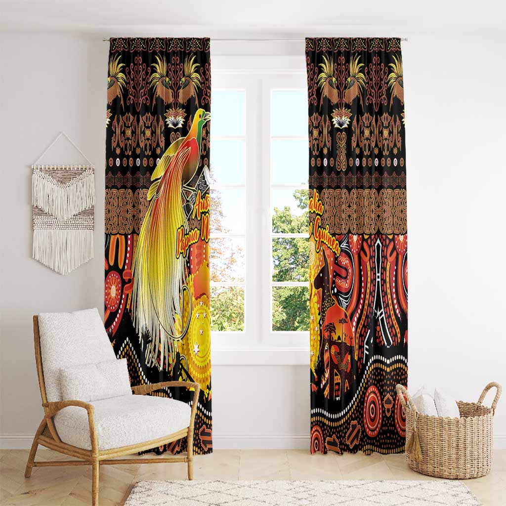 Australia and Papua New Guinea Together Window Curtain Kangaroo Aboriginal Art and Bird-of-paradise Oro Tribal Motifs - Aussie Hoodie