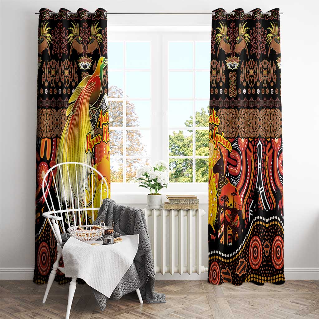 Australia and Papua New Guinea Together Window Curtain Kangaroo Aboriginal Art and Bird-of-paradise Oro Tribal Motifs - Aussie Hoodie