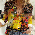 Personalized Australia and Papua New Guinea Together Women Casual Shirt Kangaroo Aboriginal Art and Bird-of-paradise Oro Tribal Motifs - Aussie Hoodie