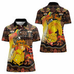 Personalized Australia and Papua New Guinea Together Women Polo Shirt Kangaroo Aboriginal Art and Bird-of-paradise Oro Tribal Motifs - Aussie Hoodie