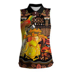 Personalized Australia and Papua New Guinea Together Women Sleeveless Polo Shirt Kangaroo Aboriginal Art and Bird-of-paradise Oro Tribal Motifs - Aussie Hoodie