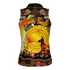Personalized Australia and Papua New Guinea Together Women Sleeveless Polo Shirt Kangaroo Aboriginal Art and Bird-of-paradise Oro Tribal Motifs - Aussie Hoodie