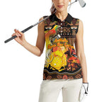 Personalized Australia and Papua New Guinea Together Women Sleeveless Polo Shirt Kangaroo Aboriginal Art and Bird-of-paradise Oro Tribal Motifs - Aussie Hoodie