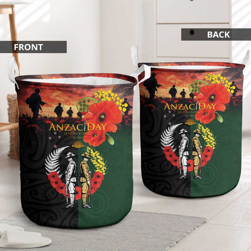 New Zealand and Australia ANZAC Day Laundry Basket Lest We Forget Indigenous and Maori Pattern