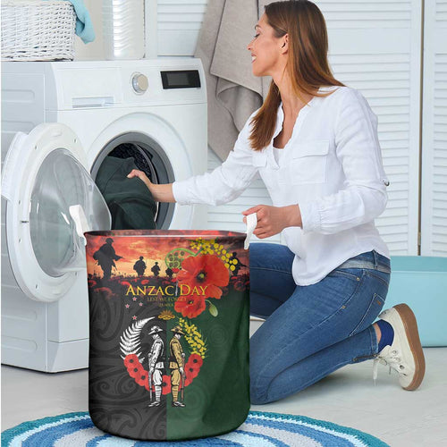 New Zealand and Australia ANZAC Day Laundry Basket Lest We Forget Indigenous and Maori Pattern