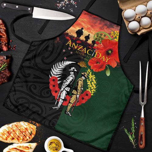 New Zealand and Australia ANZAC Day Apron Lest We Forget Indigenous and Maori Pattern