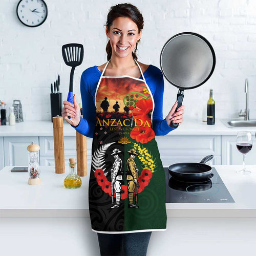 New Zealand and Australia ANZAC Day Apron Lest We Forget Indigenous and Maori Pattern