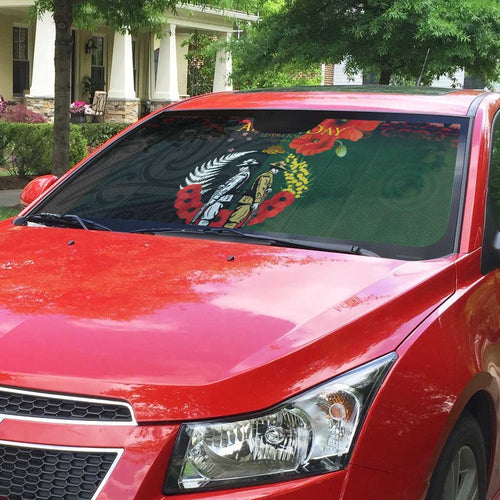 New Zealand and Australia ANZAC Day Auto Sun Shade Lest We Forget Indigenous and Maori Pattern